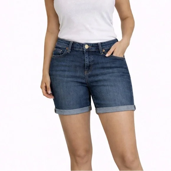 Kut from the Kloth Dark Blue Catherine Boyfriend Short Jeans SZ 2 rolled hem - Picture 1 of 7